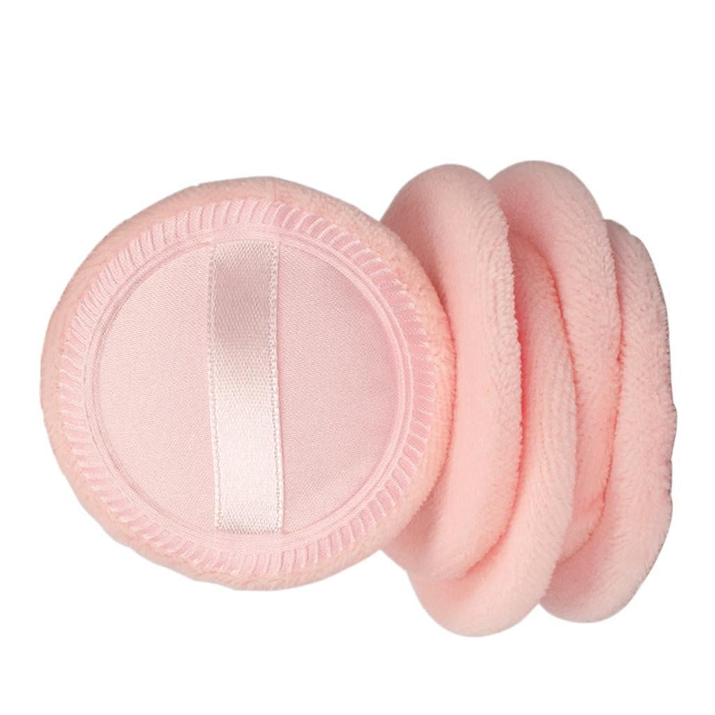 5 Pack Flocking Blusher Face Body Powder Applicator Puff With Ribbon