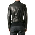 thumbnail image 3 of Men's Genuine Lambskin Leather Jacket Slim fit Motorcycle jacket A054, 3 of 4
