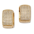 thumbnail image 2 of Crystal Micro-Pave Style Goldtone Huggie Earrings, 2 of 4