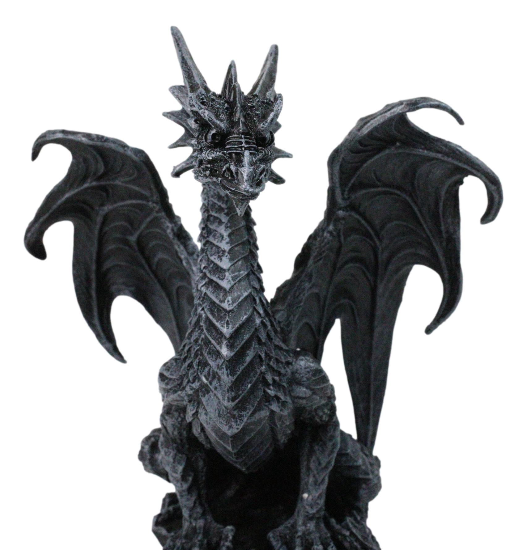 Draconis Watcher Guardian Stone Gargoyle Dragon On Rock Decorative Figurine 8"H