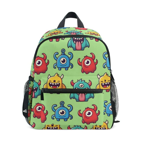 FORMRS School Backpack with Front Zippered Pocket 12" Elementary Student Travel Daypack, Cute Monsters Pattern