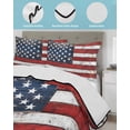 thumbnail image 4 of Quilts Twin XL Size, Vintage American Flag Soft Comforter Bedding Set for Bed, Country Wooden USA Flag Lightweight Quilted Bedspread with Pillow Cover(2 Pieces) for All Season, 68x98 Inch, 4 of 6