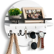 Mnplciea  Key Holder Wall Mount With Shelf and Hooks, Mail Organizer Holder for Wall with Sunglasses Holder, Circular Design Entryway Key Rack Hanger, for Living room, Entryway, Office and Home Decor