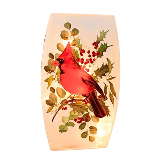 Stony Creek 8.00In Cardinal Christmas Pre-Lit Med Glass Vase, Glass, Cardinal Vase Novelty Lighting Ctp5275 Single