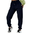 thumbnail image 5 of YUEJUIR White Pants Women Women's Casual Solid Pocket Pants High Waist Elastic Band Pants Womens Work Pants Women Pants Postpartum Clothes (Navy Blue,XL), 5 of 5