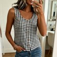thumbnail image 6 of Tank Tops for Women Sleeveless Round Neck Plaid Button Shirts, 6 of 9