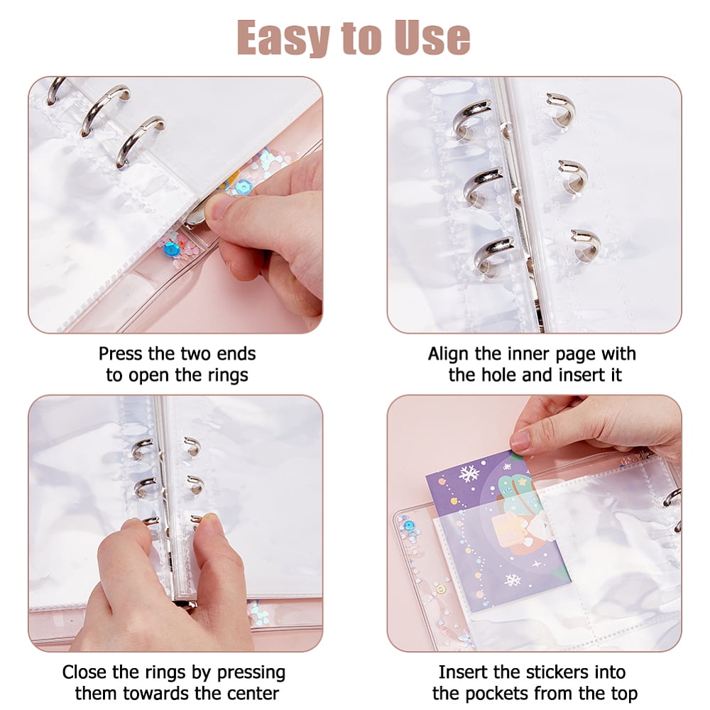 A5 Stickers Binder Organizer with 50 Sheets Binder Pockets Sticker Storage Display Book PVC Transparent Shell Collect Sticker Album