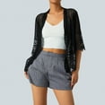 thumbnail image 4 of KOMOO Women Lace Cardigan Open Shrug Short Sleeve Solid Color Lace Patchwork Sheer Bolero Cover Up, 4 of 10