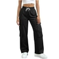 thumbnail image 5 of Women's Hiking Cargo Pants Baggy High Waisted Sweatpants Qucik Dry Pants with Pockets Casual Wide Leg Lightweight Y2K Trousers Casual Loose Streetwear, 5 of 8