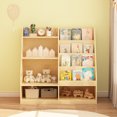 thumbnail image 2 of Miniyam Kids Bookshelf and Toy Storage Organizer, Children’s Bookcase with Front-Facing Book Display Shelves and Open Storage Compartments, Natural, 2 of 7