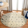 thumbnail image 3 of 4â€™ Round Cream and Blue Stripe Diamond Area Rug, 3 of 8