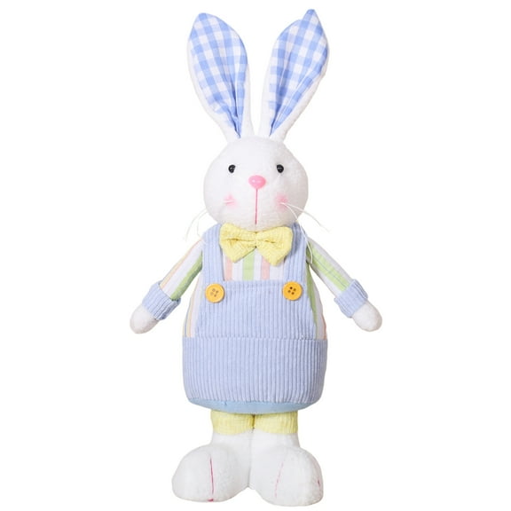 Adorable Easter Standing Bunny Doll Easter Bunny Plush DollSpring Home Accent for Easter Holiday Celebrations Blue
