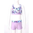 thumbnail image 3 of Sywiyi Child Girls Printed Crisis Cross Swim Top with Shorts Two Pieces Swimwear Quickly Dry Lavender 16, 3 of 7