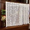thumbnail image 5 of YOHAVEN Semi‑Sheer Embroidered Chiffon Lace Curtain Valance With Rod Pocket, White Polyester, Multiple Sizes Up To 55×23.6 In, Soft Decorative Window Treatment For Doors Bath Living Room Washable, 5 of 7