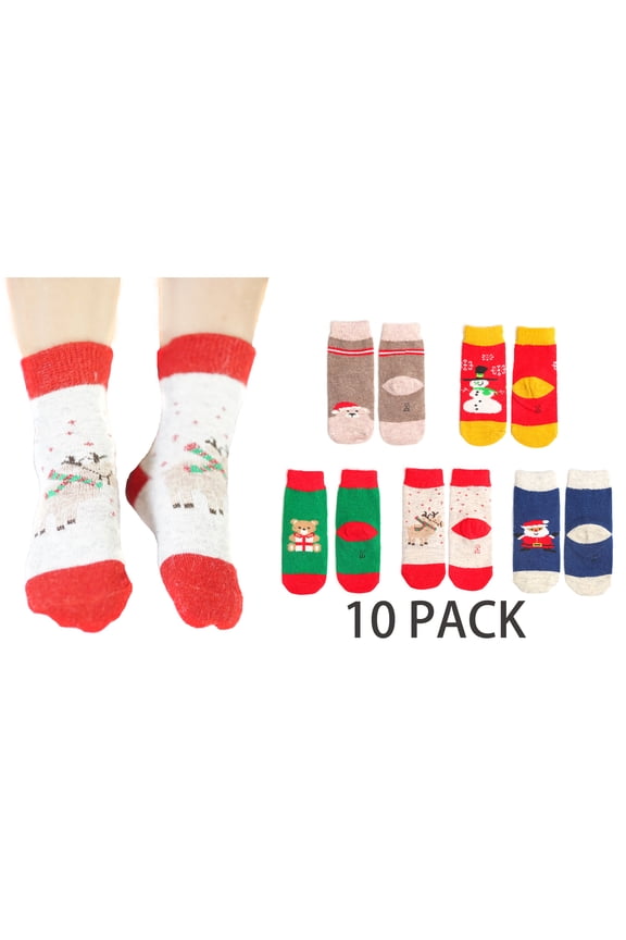 Toddler/Little Girls Cotton Christmas Party Sock(10Pack,2/4Y)