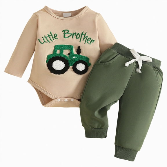 CAUYDY Preemie Boy Photoshoot Outfits Baby Boys Long Sleeve Romper Set Toddler Fall Winter Clothing Newborn Bodysuit 0 3 6 9 Months 1T 2T Sizes 6-12 Months,Green