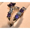 thumbnail image 5 of Sparkle Jewels Round Cut Purple & White Cubic Zirconia Bridal Engagement 925 Silver Ring Set, 5 of 6