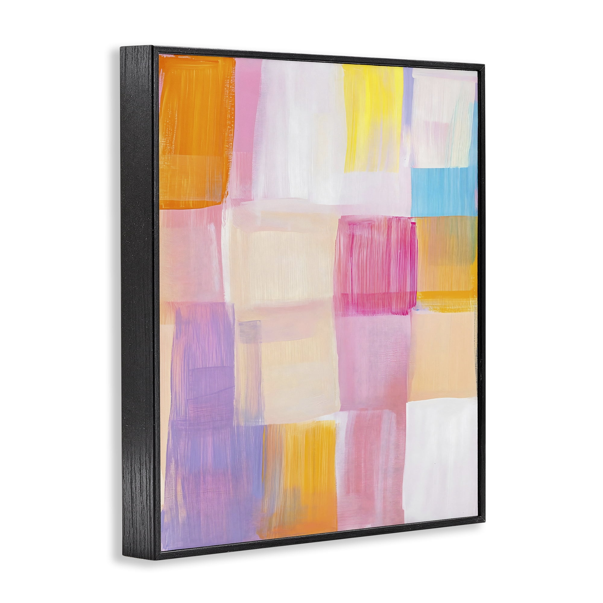 Stupell Industries Abstract Grid Brushstrokes Black Framed Giclee Art, design by The Prints Vibe