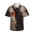 thumbnail image 1 of Balery Black Cat in Wildflowers Camisas hawaianas de manga corta para hombre, camisas playeras de corte holgado, camisas de vacaciones con botones,Small, 1 of 7