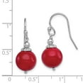 thumbnail image 5 of 925 Sterling Silver Rhodium-plated & Dyed Red Coral Shepherd Hook Earrings, 5 of 5