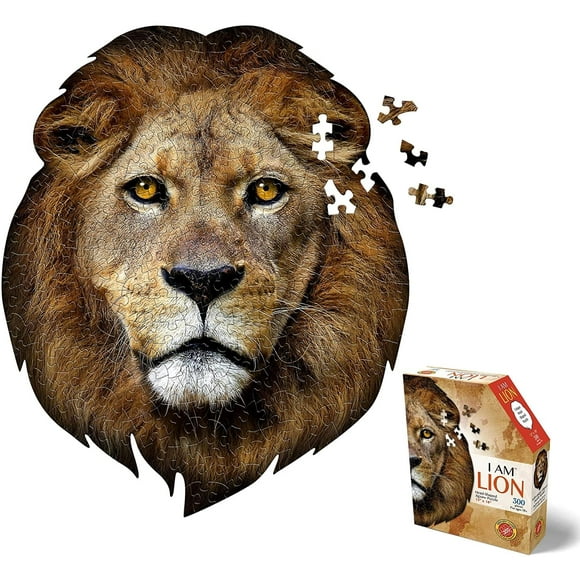 Casse-Tête en Forme de Tête d'Animal 300 Pcs Je Suis Lion