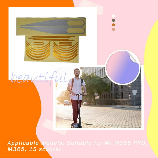 Body Decorative Sticker Kit Removable Waterproof Scooter Reflective electric skateboard sticker is Decal Replacement for M365/PRO/1S Gold