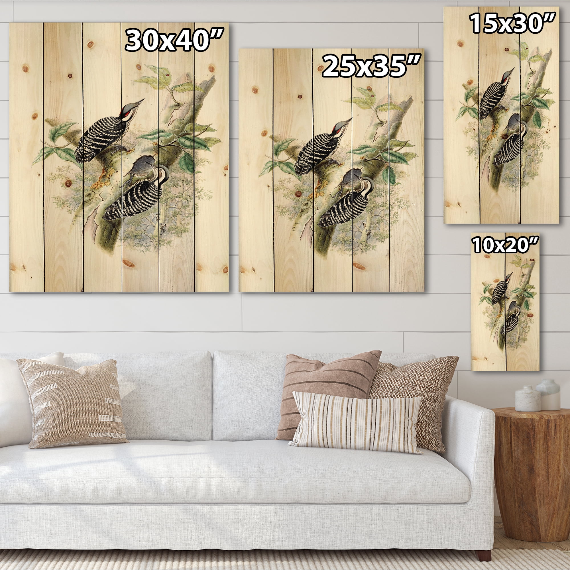 Designart 'Ancient Birds In The Wild V' Traditional Print on Natural Pine Wood