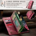 thumbnail image 6 of Feishell Durable 2-In-1 Magnetic Detachable Wallet Case for Samsung Galaxy S22 Ultra,for Women Men,Premium PU Leather Zipper Pocket Flip Multi Card Slots Purse Phone Case with Wrist Strap,Red, 6 of 10