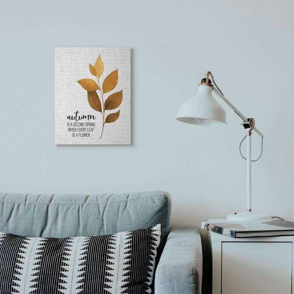 Stupell Industries Autumn Second Spring Fall Leaves Seasonal DesignCanvas Wall Art By Artist Lettered and Lined