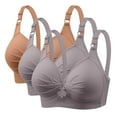 thumbnail image 1 of Timegard 3pc Wireless Bras for Women Plus Size Adjustable Strap Ruched Full Coverage Comfy Tshirts Bra, 1 of 6