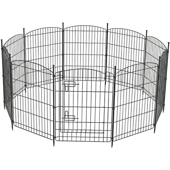 Anyask 30" Tall 10 Panel Dog Playpen with One Door, Portable Customizable Foldable Metal Fence for Pets, Black