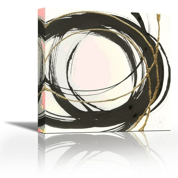 Gilded Enso II - Contemporary Fine Art Giclee on Canvas Gallery Wrap - wall décor - Art painting - 27 x 27 Inch - Ready to Hang