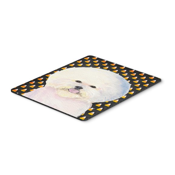 "Bichon Frise Candy Corn Halloween Portrait Mouse Pad Hot Pad or Trivet"