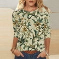 thumbnail image 5 of T-shirts for Women Graphic Print 3/4 Length Sleeve Tops Crewneck Casual Base Tee Shirt Summer Clothes (S, Yellow), 5 of 5