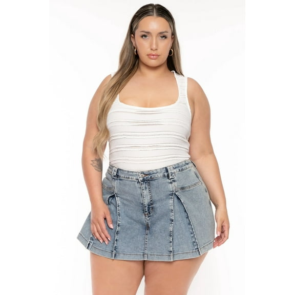 Plus Size Emma Ruffle Tank Top - White