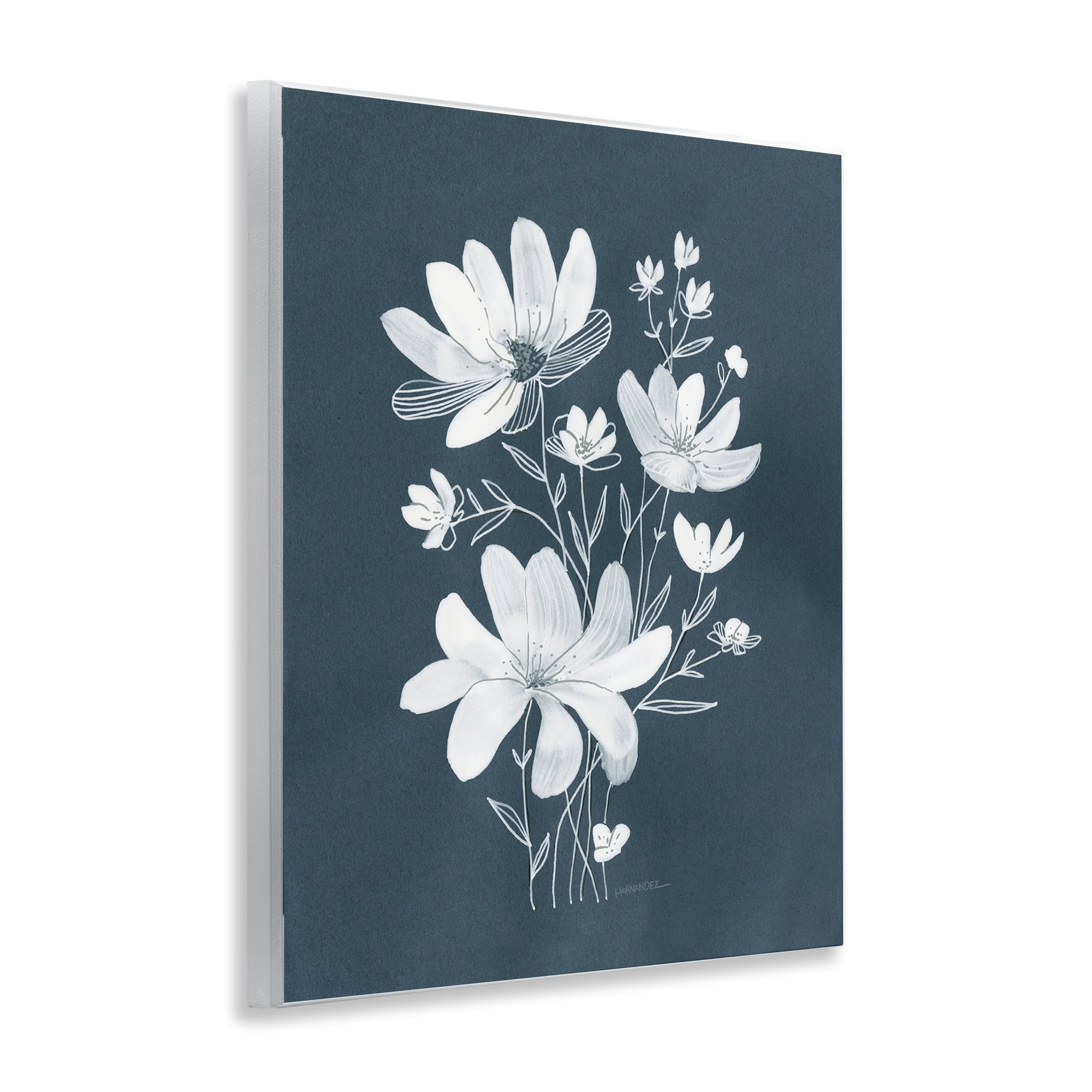 Stupell Industries White Floral with Outline Plants & Flowers Painting Unframed Art Print Wall Art, 11 x 14