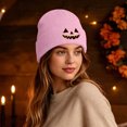 thumbnail image 5 of SYMOID Pink Embroidered Pumpkin O'Lantern Beanie - Cuffed Ribbed Knit Winter Hat for Unisex Hats,Size Free Size, 5 of 7