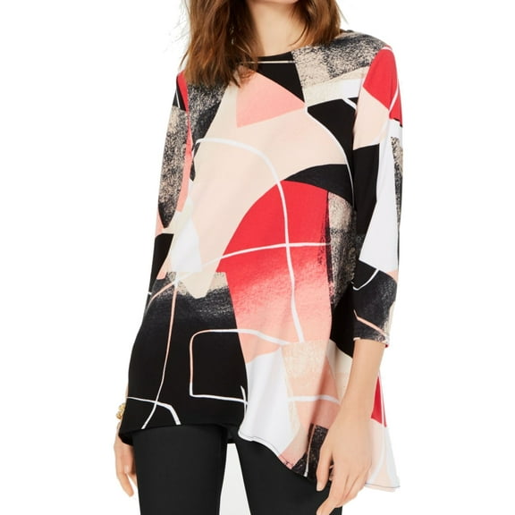 Alfani Printed Handkerchief Hem Swing Top Multicolor S