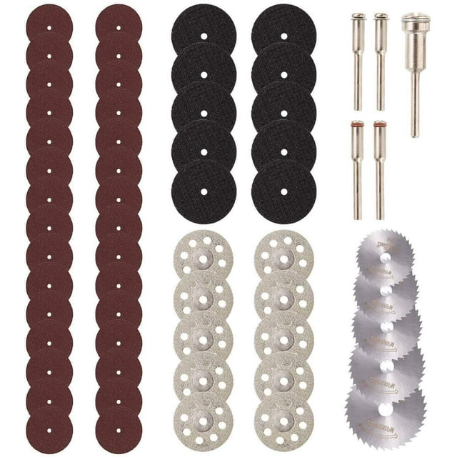 Amdohai 60Pcs Cutting Wheel Set for Rotary Tool - Diamond Cutting Wheel, HSS Circular Resin Cutting Disc with Mandrels for Wood Glass Plastic Stone Metal