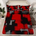thumbnail image 2 of Manfei Geometric Artwork Twin Sheet Sets,Modern Graffiti Twin Fitted Sheet,Gradient Red Black Flat Sheet For Child,Microfiber Bedroom Decor,3pcs, 2 of 7
