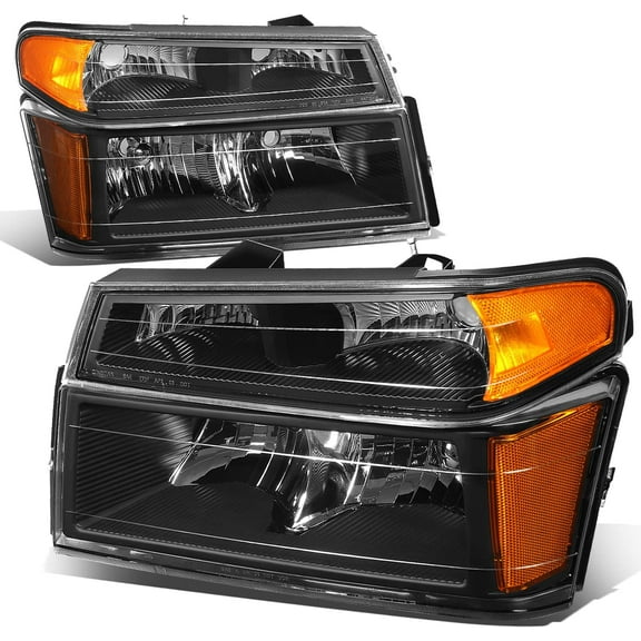 Auto Dynasty 4Pcs Headlights Assembly and Bumper Lamps Compatible with Chevy Colorado GMC Canyon 2004-2012 Isuzu i-290 i-370 2007-2008 i-280 i-350 2006, Driver and Passenger Side, Black Housing