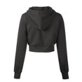 thumbnail image 4 of MixMatchy Women's Solid Casual French Terry Cropped Zip Up Hoodie, 4 of 5