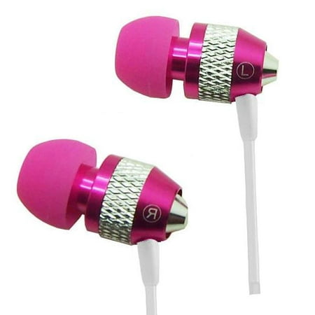 Super Bass Noise-Isolation Metal 3.5mm Stereo Earbuds/ Headset/ Handsfree for Huawei Honor 10, Y6 Y9 (2018),P Smart (Hot Pink) - w/ Mic
