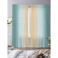 thumbnail image 3 of Teal Ombre Sheer Curtains 108 Inch Length 2 Panels for Living Room, Modern Yellow Gradient Farmhouse Art Voile Kitchen Curtain Set, Luxury Privacy Drapes Window Treatment for Bedroom, 3 of 7