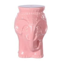 JONATHAN Y Orla 18.5" Modern Bohemian Elephant Ceramic Garden Stool, Pink