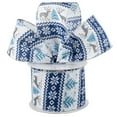 thumbnail image 2 of Fair Isle Sweater Christmas Ribbon - 2 1/2" x 10 Yards, Wired Edge, White, Blue, Snowflakes, Christmas Trees, Reindeer, Hanukkah, Wreath, Bow, Gift Baskets, Winter, 2 of 2