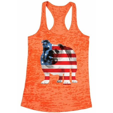 Bulldog Tank Awkward Styles Women's USA Flag Bulldog American Patriotic Graphic Burnout Racerback Tank Tops 4th Of July Gifts ()
