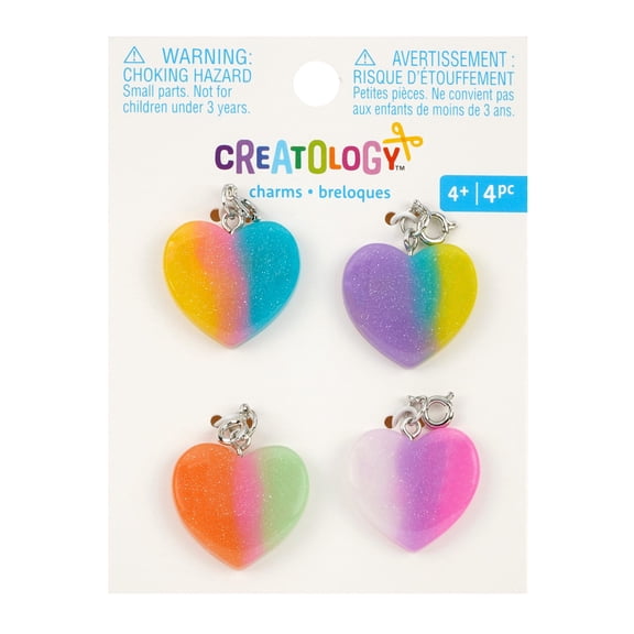 Creatology Neon Heart Charm Set - Assorted Charms for DIY Jewelry, Accessories & Kids' Crafts, 12 Pack