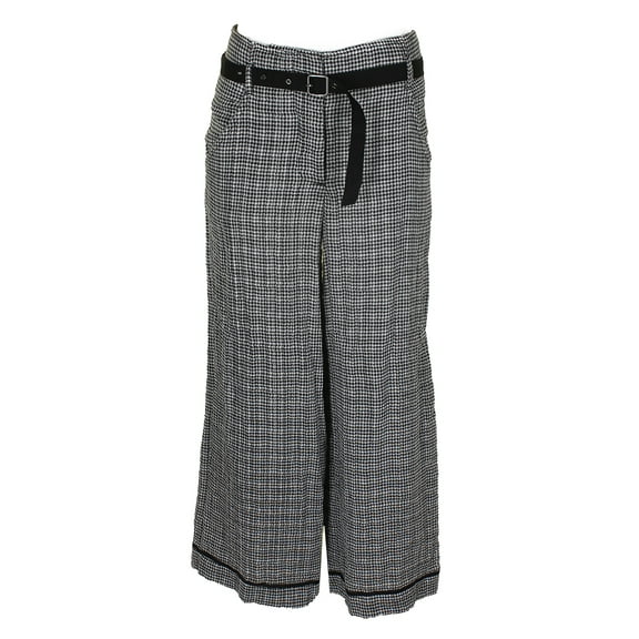 Max Studio London Black White Gingham Belted Soft Pants S