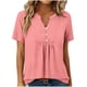 thumbnail image 1 of Tops de Manga Corta para las Mujeres Loose Fit V Cuello Botón Blusa Casual Ligero Verano, 1 of 9
